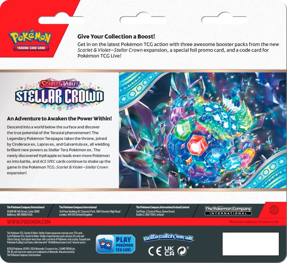 Blíster de 3 Sobres - Pokémon Stellar Crown Inglés - Imagen 4